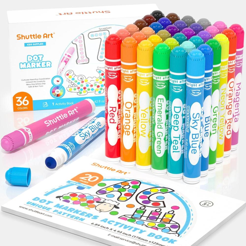 imageShuttle Art Dot Markers 12 Colors Washable Markers for ToddlersBingo Daubers Supplies Kids Preschool Children Non Toxic WaterBased36 Colors