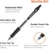 Shuttle Art School & Work Supplies Bundle, 70 Pack Black Retractable Gel Pens + 60 Pack Black Retractable Gel Pen Refills 0.7mm Fine Point for Writing Journaling Taking Notes School Office Home