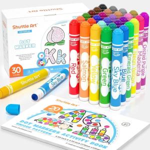 Shuttle Art Dot Markers, 12 Colors Washable Markers for Toddlers,Bingo Daubers Supplies Kids Preschool Children, Non Toxic Water-Based(30 Colors)