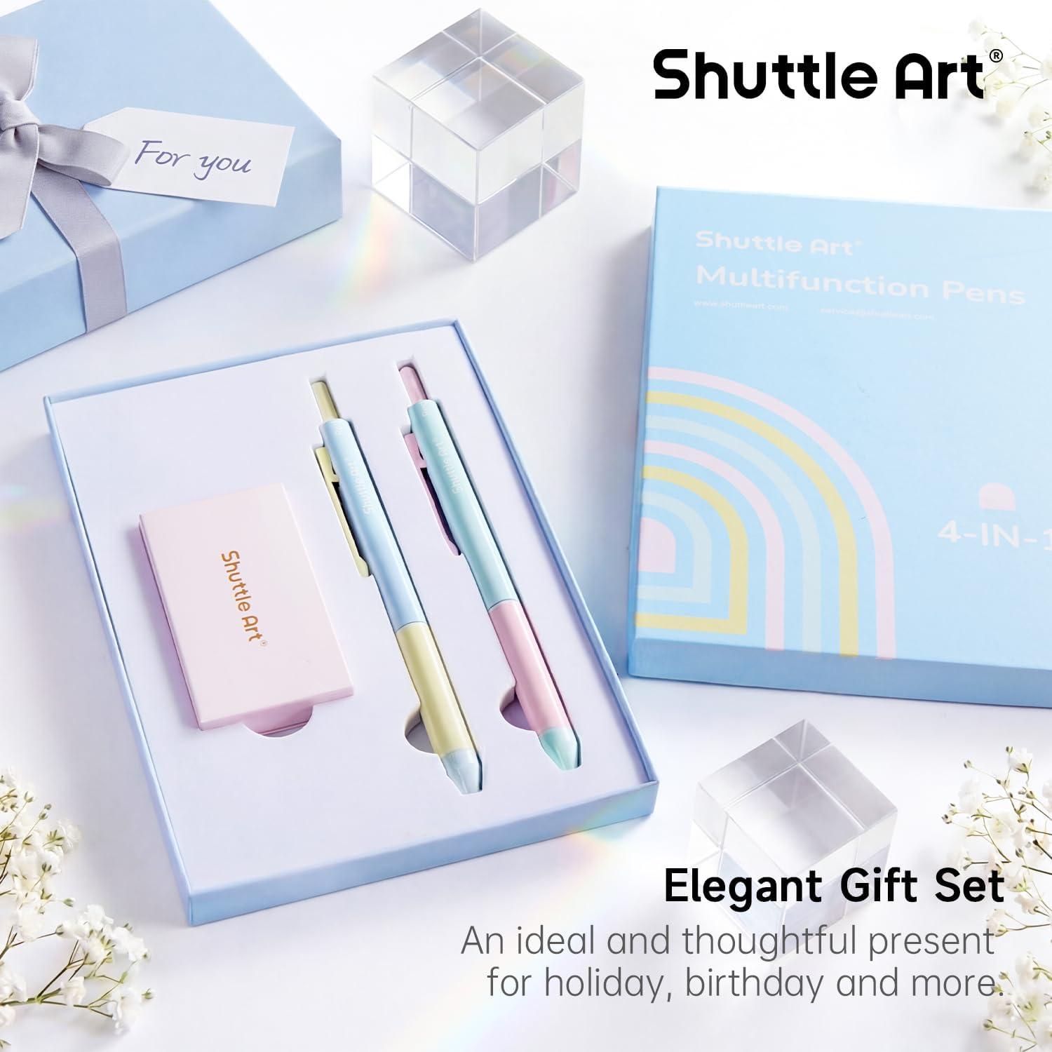 image:imageShuttle Art 4 in 1 Multicolor Pen 2 Pack Retractable Ballpoint Pens with 10mm Black Blue Red Ink and 05mm Mechanical Pencil Multifunction Pens Fresh Style Gift Set for Writing School Office HomeFresh Style