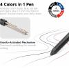 Shuttle Art 4 in 1 Multicolor Pen, 2 Pack Retractable Ballpoint Pens with 1.0mm Black Blue Red Ink and 0.5mm Mechanical Pencil, Multifunction Pens Fresh Style Gift Set for Writing School Office Home(Sleek Style)