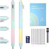 Shuttle Art 4 in 1 Multicolor Pen, 2 Pack Retractable Ballpoint Pens with 1.0mm Black Blue Red Ink and 0.5mm Mechanical Pencil, Multifunction Pens Fresh Style Gift Set for Writing School Office Home(Fresh Style)