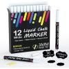 Shuttle Art Chalk Markers, 12 White Liquid Chalk Markers Pens for Blackboards, Windows, Glass, Cars, Water-based, Erasable, 3mm Reversible Fine Tip with Chalkboard Labels for Office Home Supplies