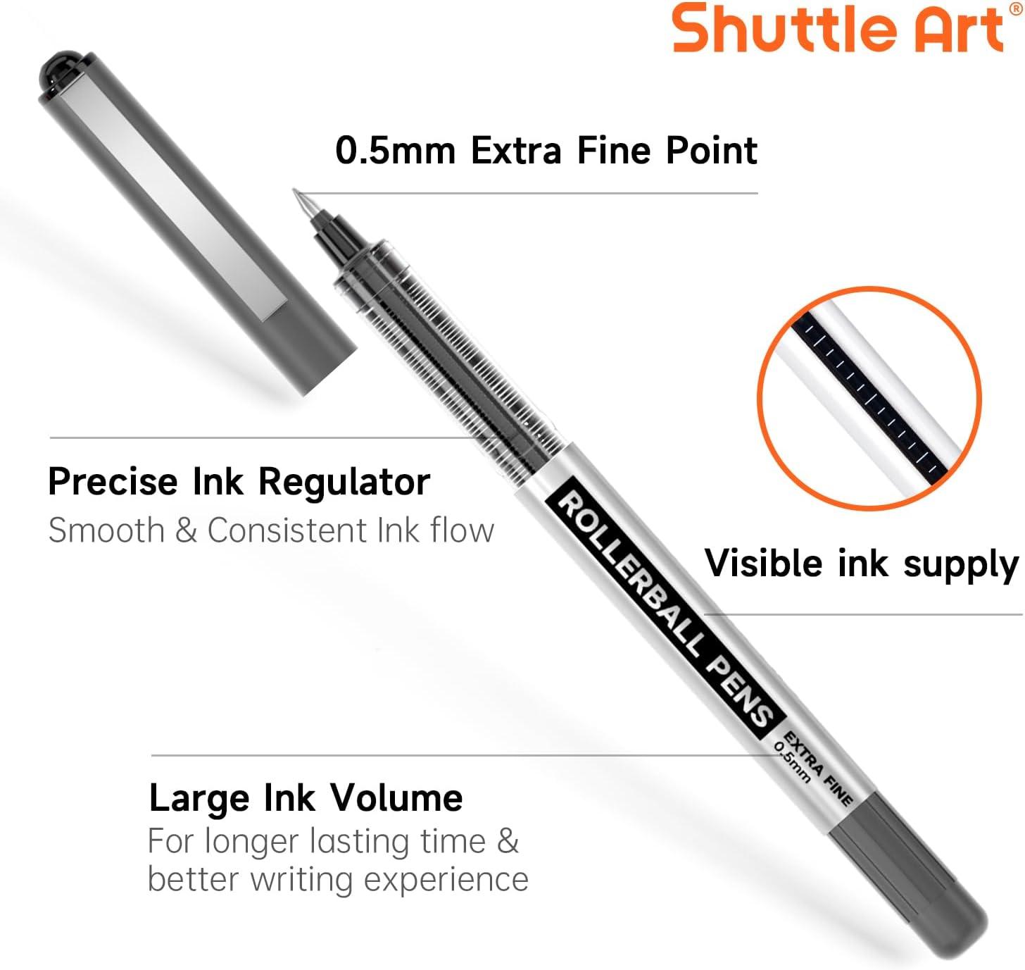 image:imageShuttle Art School amp Work Supplies Bundle 30 Pack10 black 10 blue 10 red Liquid Ink Rollerball Pens 05mm Extra Fine Point Quick Drying for Writing Journaling Taking Notes