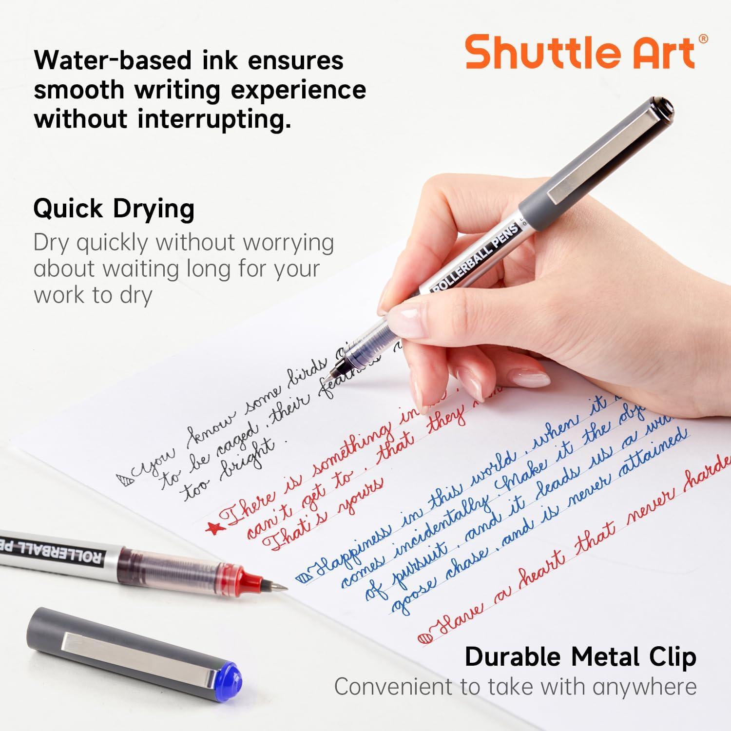 image:imageShuttle Art School amp Work Supplies Bundle 30 Pack10 black 10 blue 10 red Liquid Ink Rollerball Pens 05mm Extra Fine Point Quick Drying for Writing Journaling Taking Notes