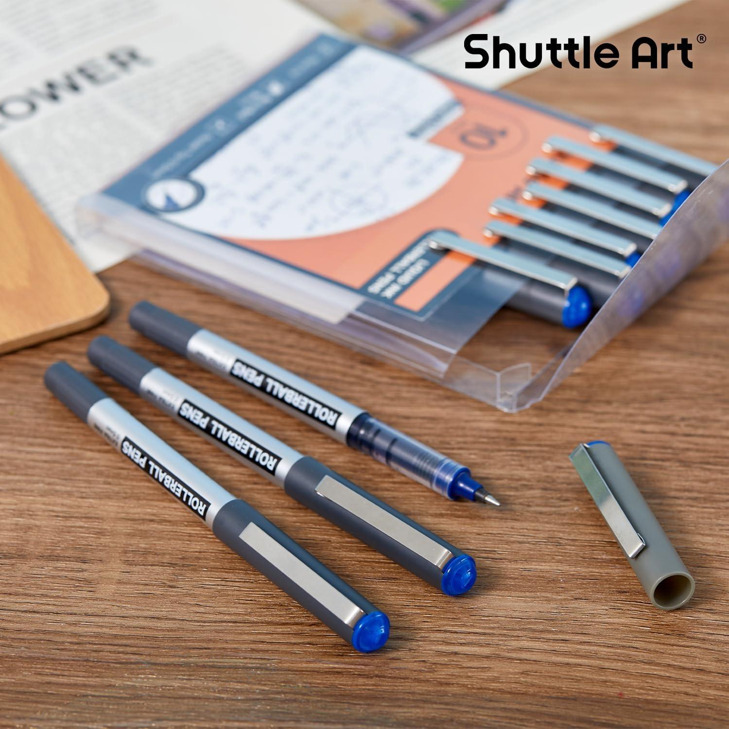 image:imageShuttle Art School amp Work Supplies Bundle 30 Pack10 black 10 blue 10 red Liquid Ink Rollerball Pens 05mm Extra Fine Point Quick Drying for Writing Journaling Taking Notes