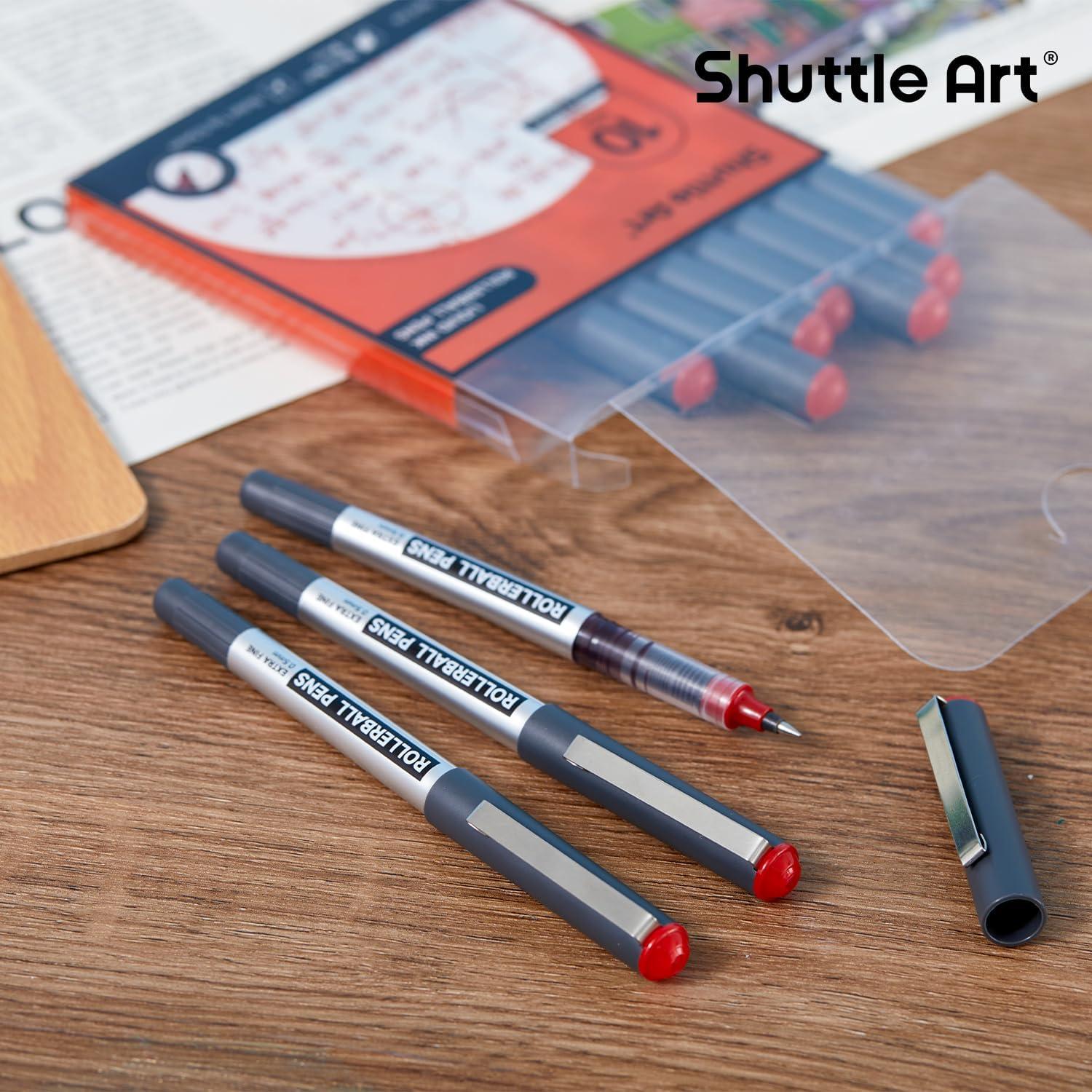 image:imageShuttle Art School amp Work Supplies Bundle 30 Pack10 black 10 blue 10 red Liquid Ink Rollerball Pens 05mm Extra Fine Point Quick Drying for Writing Journaling Taking Notes