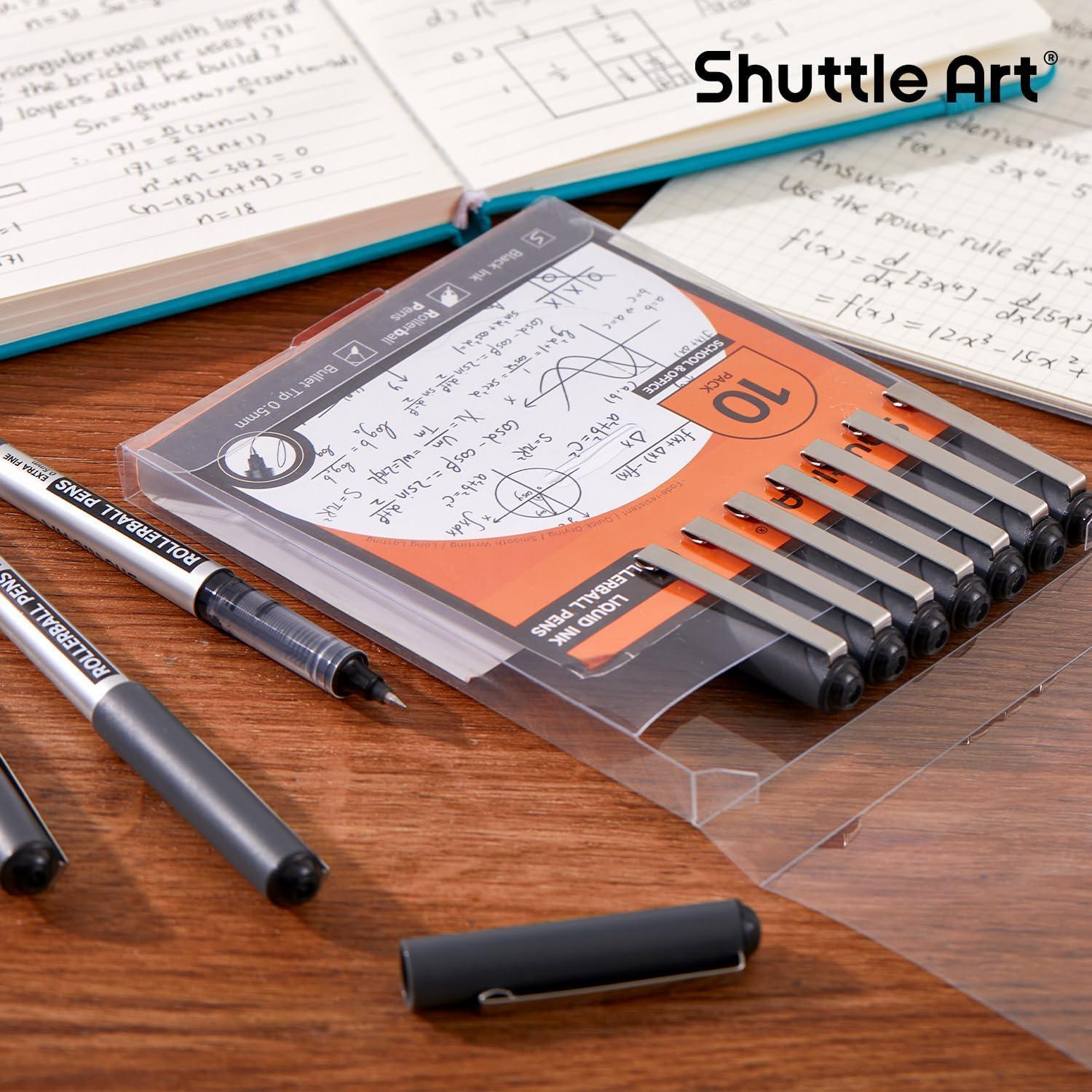 image:imageShuttle Art School amp Work Supplies Bundle 30 Pack10 black 10 blue 10 red Liquid Ink Rollerball Pens 05mm Extra Fine Point Quick Drying for Writing Journaling Taking Notes