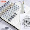 Shuttle Art School & Work Supplies Bundle, 15 Pack Black Japanese Style Pens + 9 Bright Colors Sticky Notes for Writing Journaling Taking Notes School Office Home