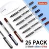 Shuttle Art School & Work Supplies Bundle,9 Bright Colors Sticky Notes +25 Pack(21 Black 2 Blue 2 red) 0.5mm Fine Point Roller Ball Pens