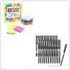 Shuttle Art School & Work Supplies Bundle,9 Bright Colors Sticky Notes + 25 Pack Black 0.5mm Fine Point Roller Ball Pens