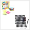 Shuttle Art School & Work Supplies Bundle,9 Bright Colors Sticky Notes +25 Pack(21 Black 2 Blue 2 red) 0.5mm Fine Point Roller Ball Pens