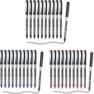 Shuttle Art School & Work Supplies Bundle, 30 Pack(10 black 10 blue 10 red) Liquid Ink Rollerball Pens, 0.5mm Extra Fine Point, Quick Drying for Writing Journaling Taking Notes
