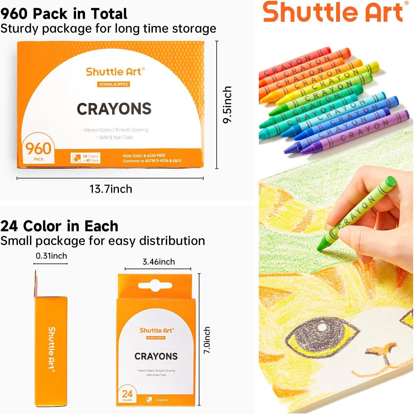 image:imageShuttle Art 960 Crayons Bulk Set Bundle 960 Count 40 Boxes of 24 Assorted Colors 40 Pack 8 Colors Watercolor Paint Set Bulk