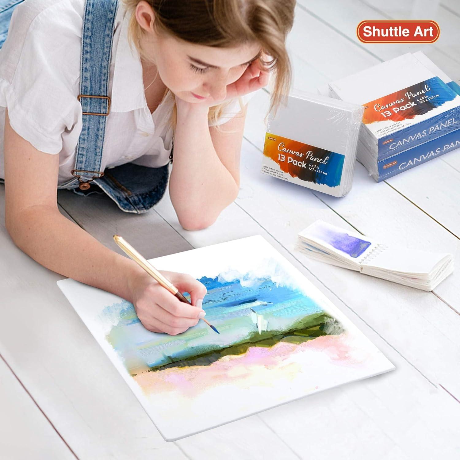 image:imageShuttle Art Acrylic Painting Bundle Set for 66 Colors Acrylic Paint in Tubes 22ml074oz 36 Multi Pack Painting Canvas Panels
