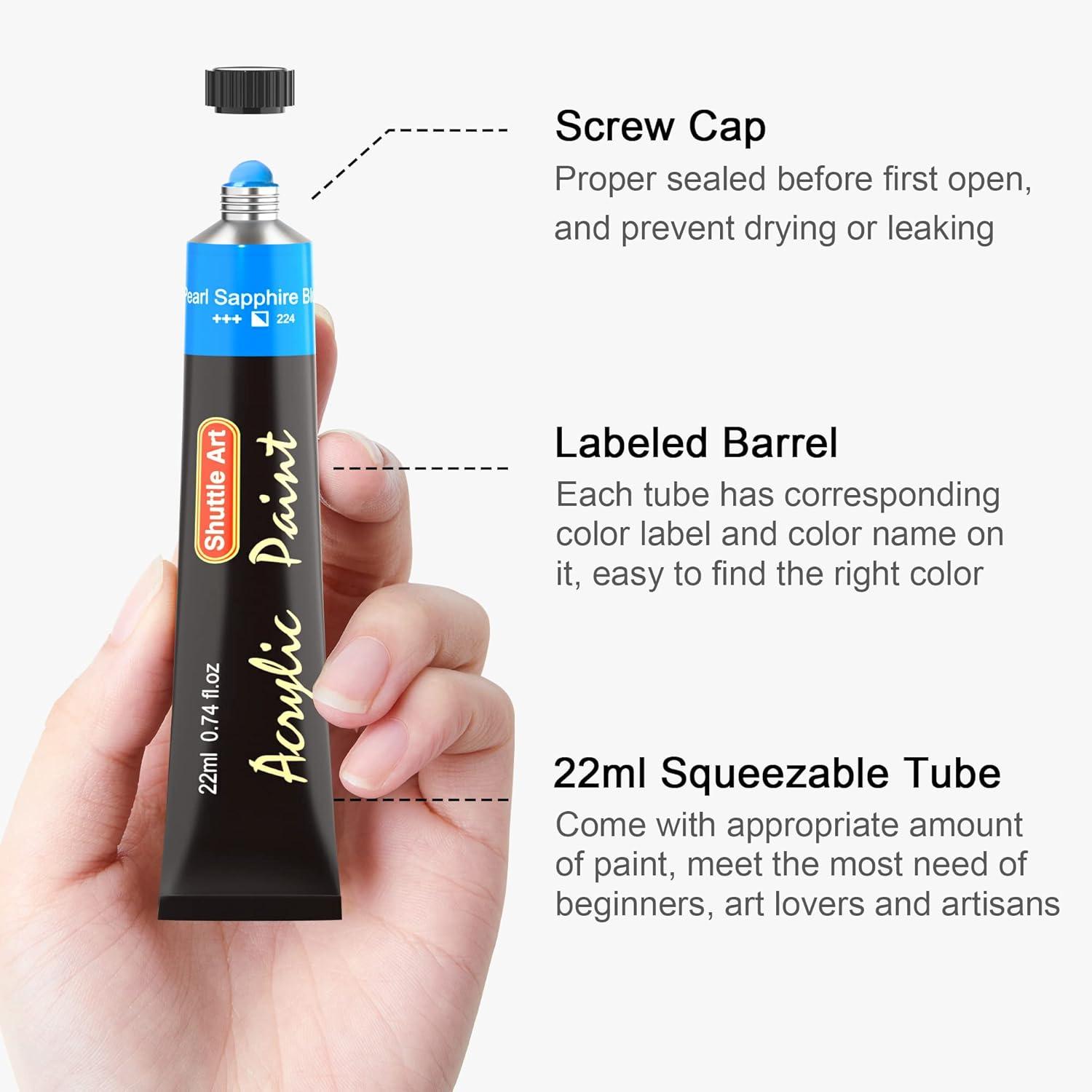 image:imageShuttle Art Acrylic Painting Bundle Set for 66 Colors Acrylic Paint in Tubes 22ml074oz 36 Multi Pack Painting Canvas Panels