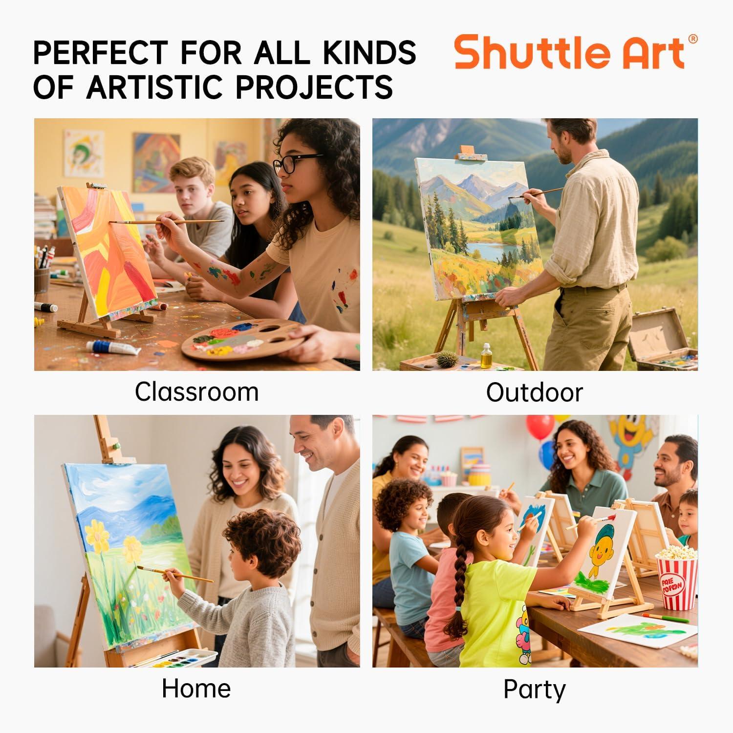 image:imageShuttle Art Stretched Canvas and Acrylic Paint Bundle Art Painting Supplies Set for 50 Colors Acrylic Paint Bottles 60ml2oz amp 12 Pack Painting Canvas 11x14