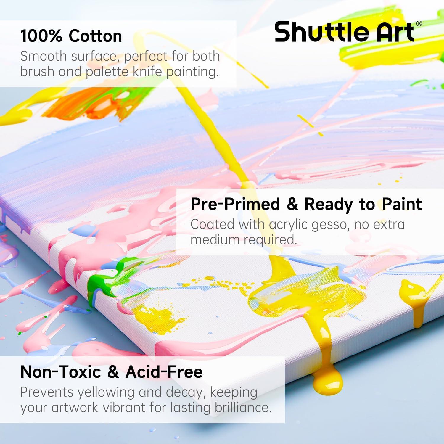 image:imageShuttle Art Stretched Canvas and Acrylic Paint Bundle Art Painting Supplies Set for 50 Colors Acrylic Paint Bottles 60ml2oz amp 12 Pack Painting Canvas 11x14