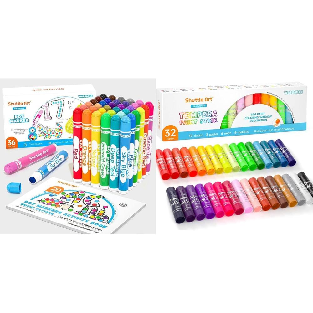 image:imageShuttle Art Washable Dot Markers Bundle  36 Colors Dot Markers with Free Activity Book  32 Colors Solid Tempera Paint