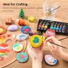 Shuttle Art Acrylic Paint Set and Wood Slices Kit Bundle, Set of 15 Colors Acrylic Paint Set with 3 paint brushes + 70 PCS Wood Slices Kit