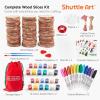 Shuttle Art Acrylic Paint Set and Wood Slices Kit Bundle, Set of 15 Colors Acrylic Paint Set with 3 paint brushes + 70 PCS Wood Slices Kit
