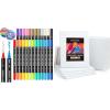 Shuttle Art Acrylic Paint Markers and Stretched Canvas Set, 25 Colors Dual Tip Acrylic Paint Markers + 12 PCS Stretched Canvas Set