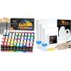 Shuttle Art Canvas Panels and Acrylic Paint Bundle, Art Painting Supplies Set for 50 Colors Acrylic Paint Bottles (60ml/2oz) & 50 Pack Canvas Painting Kit with Paint Brushes Palette Painting Knives