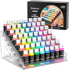 Shuttle Art Acrylic Paint Organizer, 7 Layers Clear Storage Rack, Snap On Organizer for Acrylic Paint, Oil Paints, Nail Polish and Craft Supplies