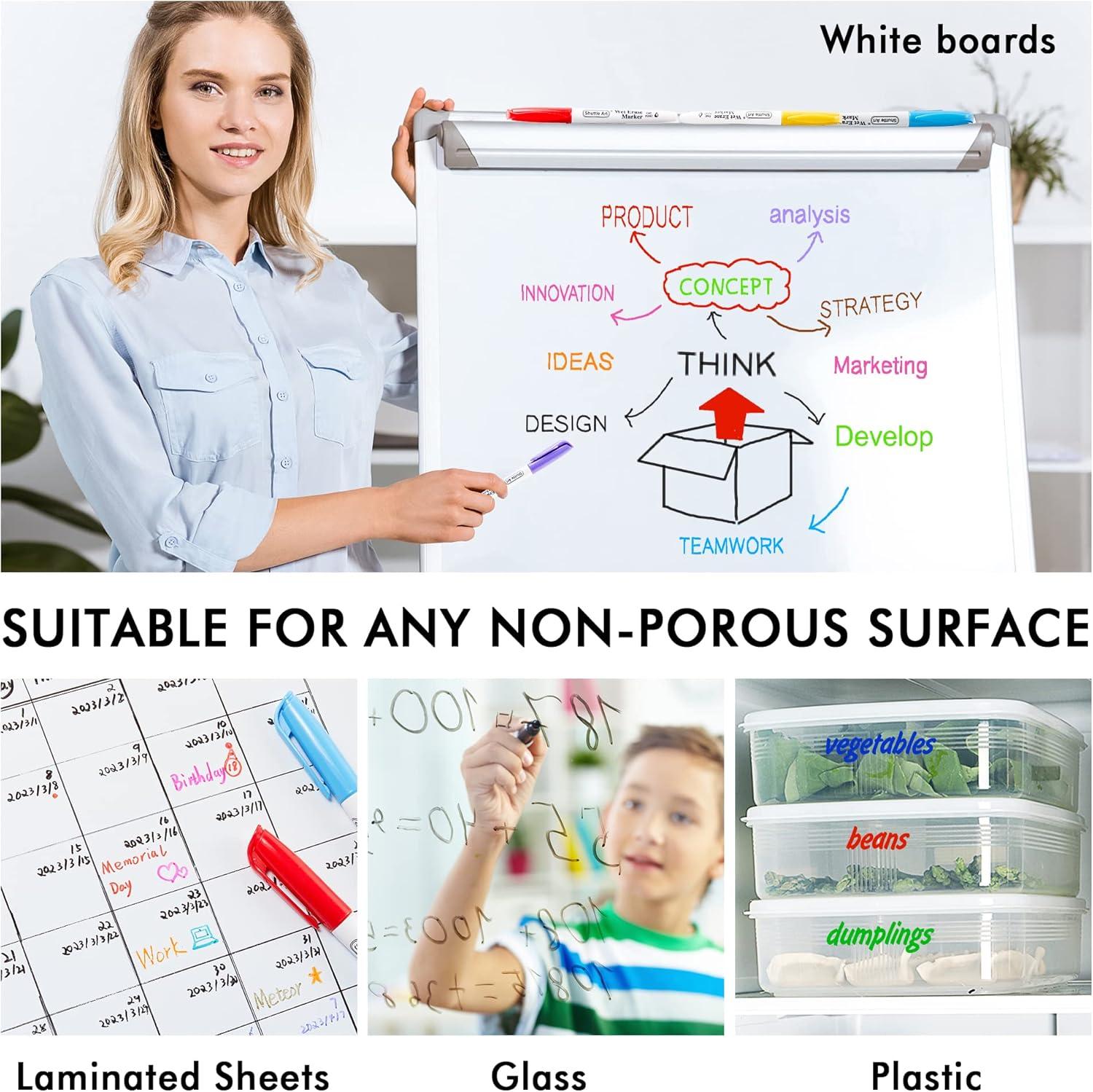 image:imageShuttle Art 30Piece Wet Erase Markers Bundle 15 Colors 15 Red Chisel Tip 07mm Water Resistant EcoFriendly Ideal for Writing amp Painting