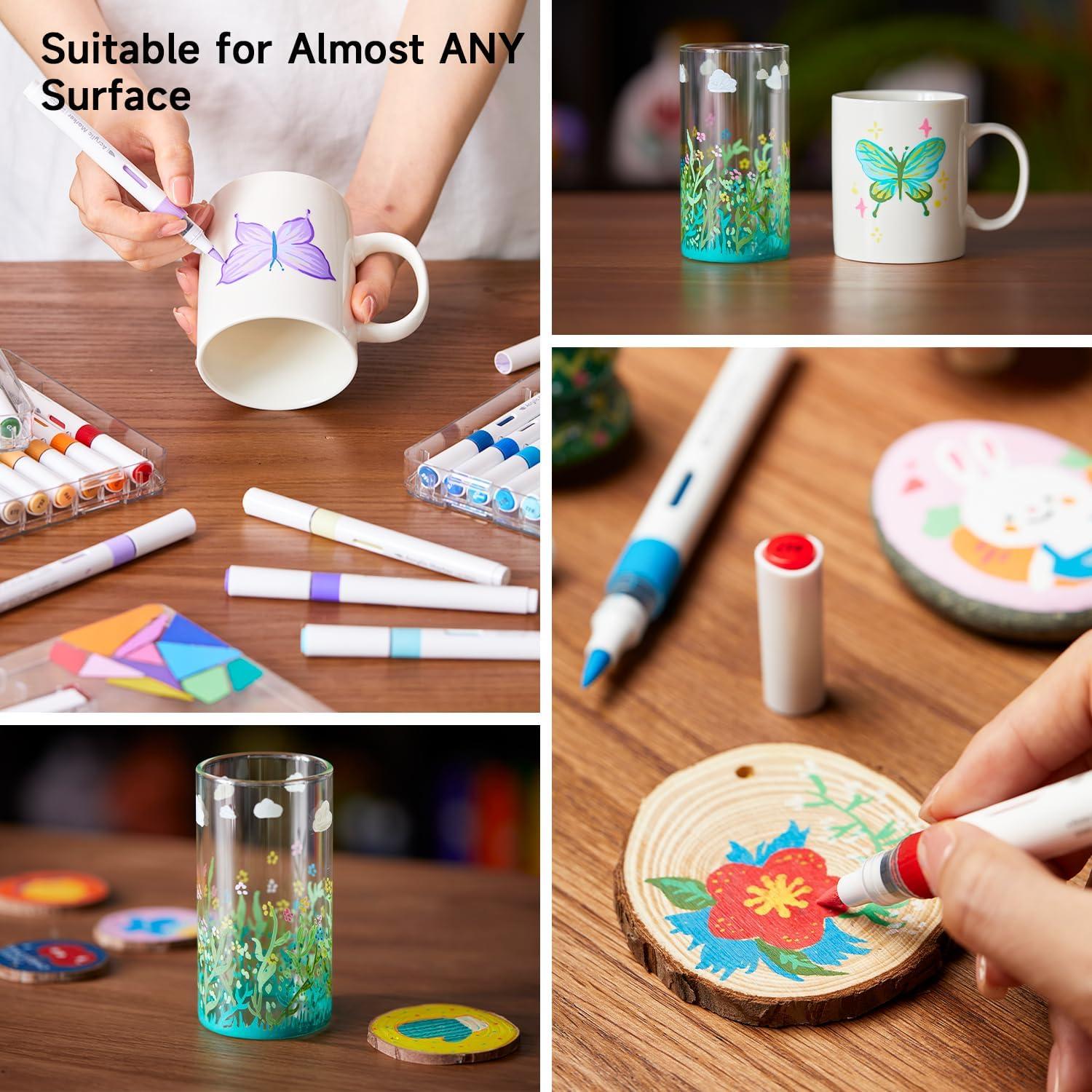 image:imageShuttle Art 35 Colors Brush Tip Automatic Ink Control Acrylic Paint Markers Acrylic Paint Pens for Rock Painting Ceramic Wood Canvas Glass Stone Fabric Card Making DIY amp Art Supplies