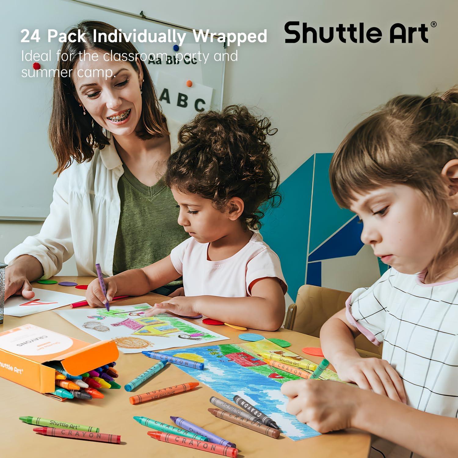 image:imageShuttle Art 576 Crayons Bulk Set Bundle 576 Count 24 Boxes of 24 Assorted Colors 24 Pack 16 Colors Watercolor Paint Set Bulk