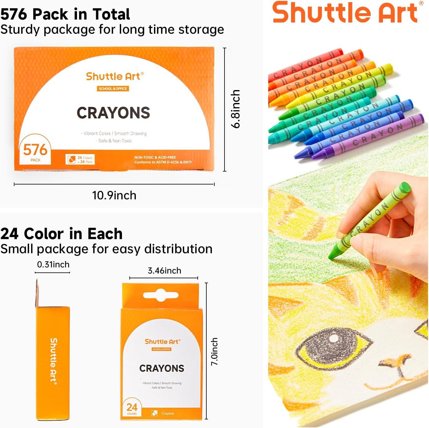 image:imageShuttle Art 576 Crayons Bulk Set Bundle 576 Count 24 Boxes of 24 Assorted Colors 24 Pack 16 Colors Watercolor Paint Set Bulk