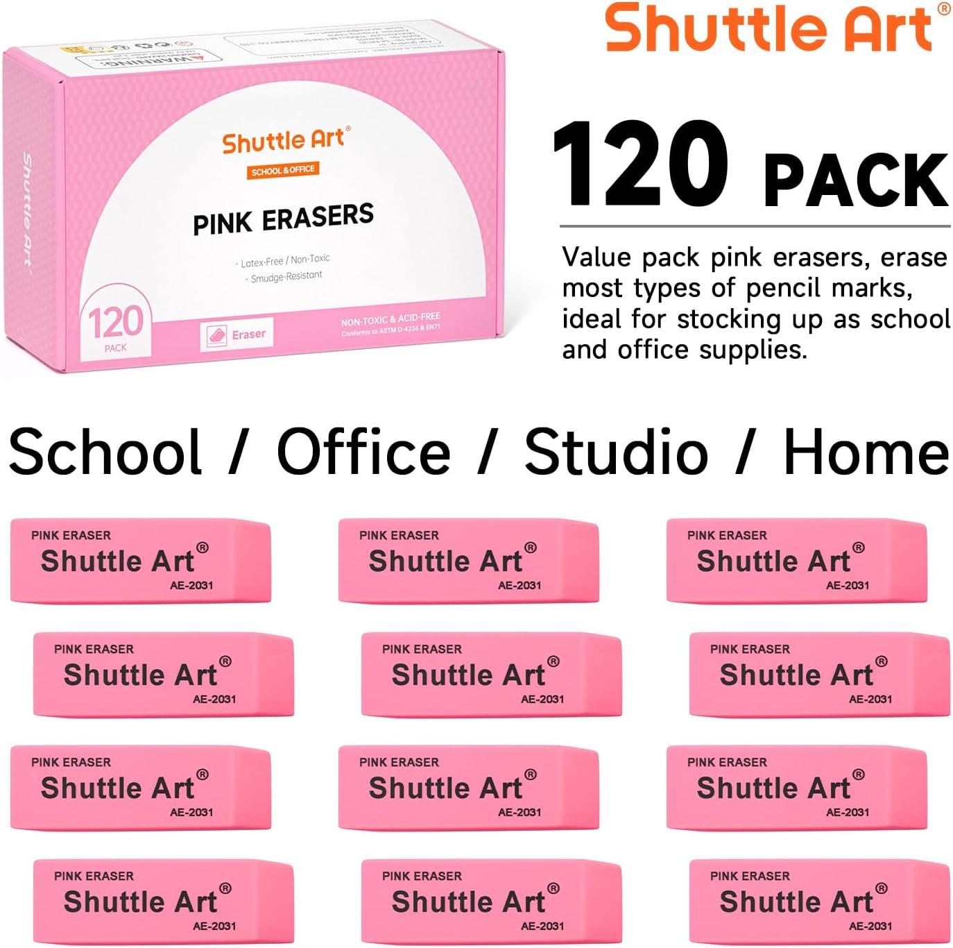 image:imageShuttle Art 8 Colors Watercolor Paint Set Bundle 24 Pack 8 Colors Watercolor Paint Set Bulk 120 Pack Pink Erasers Bulk for School