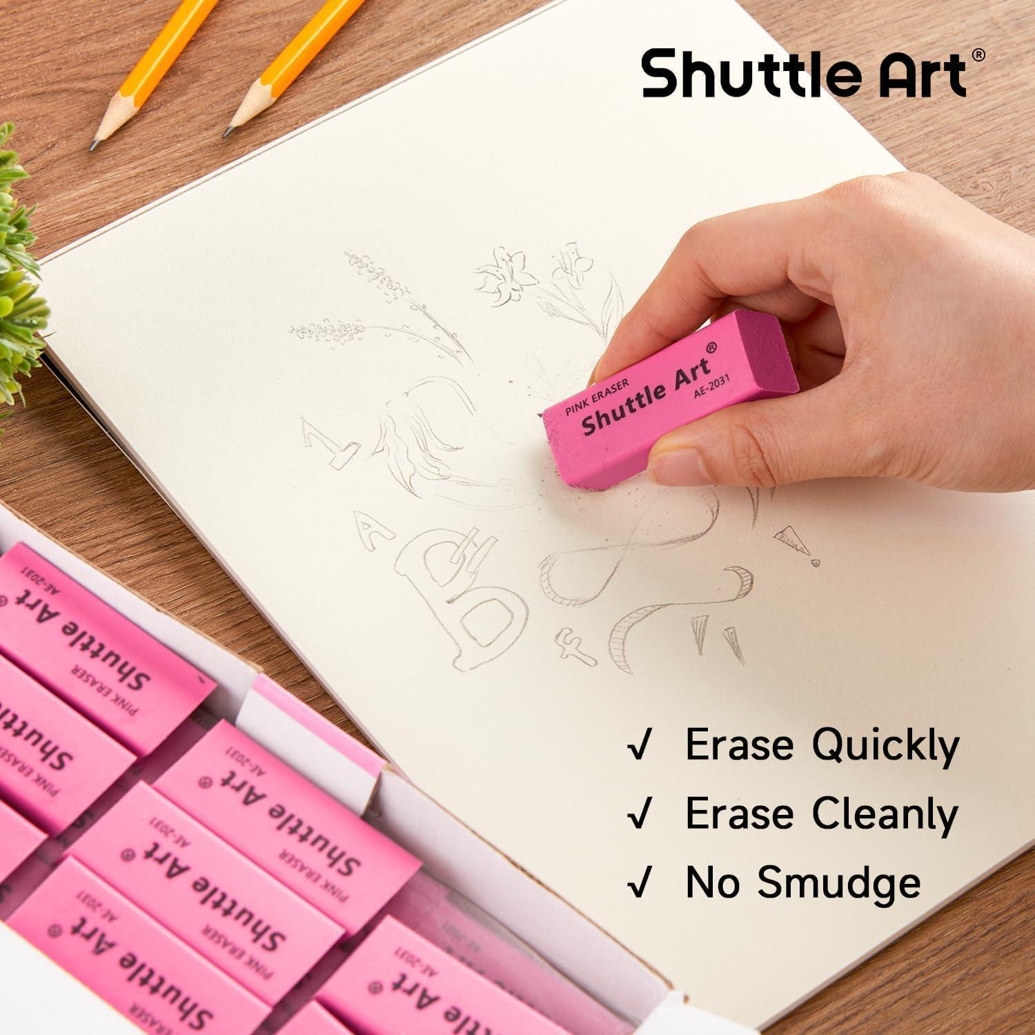 image:imageShuttle Art 8 Colors Watercolor Paint Set Bundle 24 Pack 8 Colors Watercolor Paint Set Bulk 120 Pack Pink Erasers Bulk for School