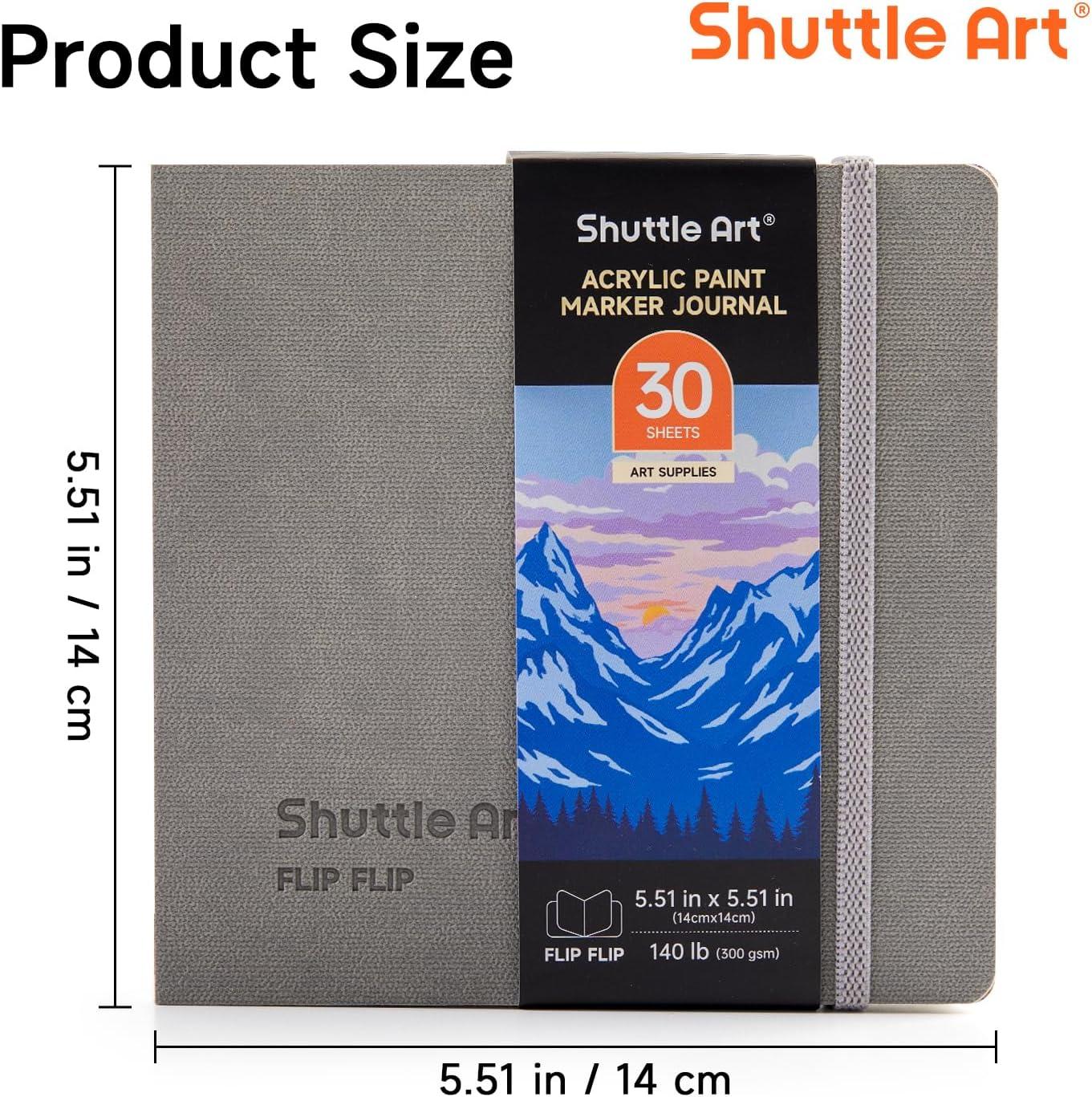 image:imageShuttle Art Acrylic Paint Markers and Marker Journal Set 36 Colors Automatic Ink Control Acrylic Paint Markers 551x551 Watercolor Journal Set