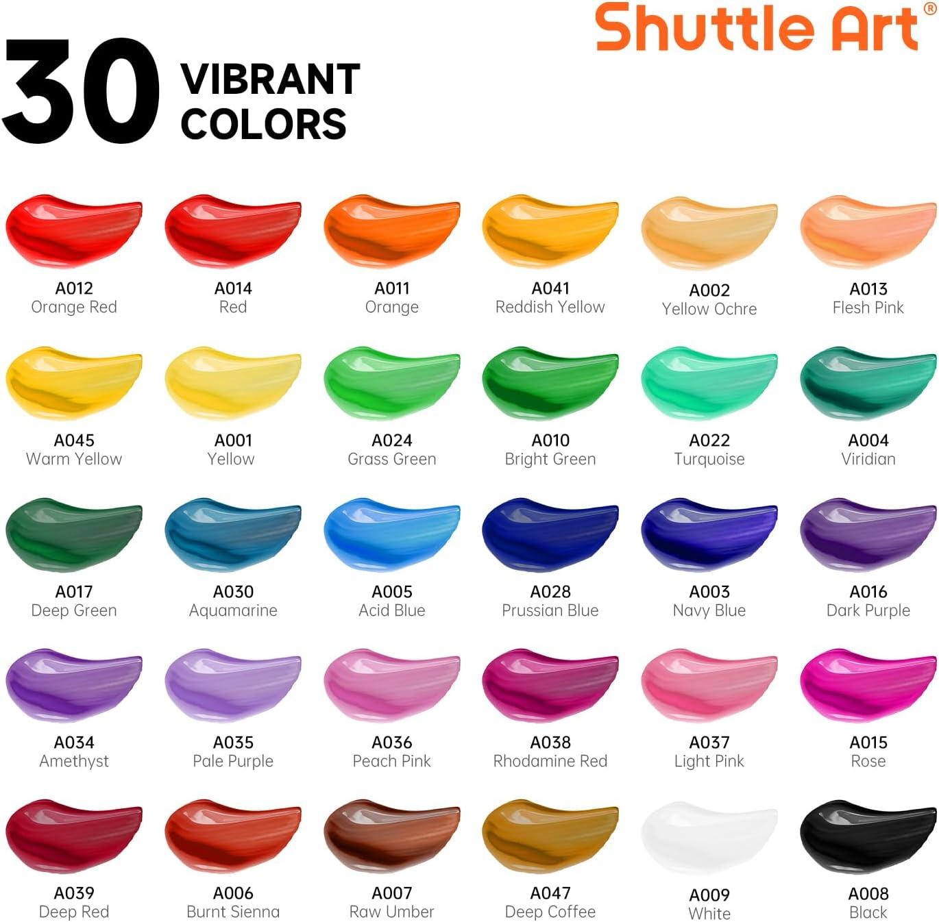 image:imageShuttle Art Acrylic Paint Set and Wood Slices Kit Bundle Set of 30 Colors Acrylic Paint Set with 3 paint brushes 70 PCS Wood Slices Kit