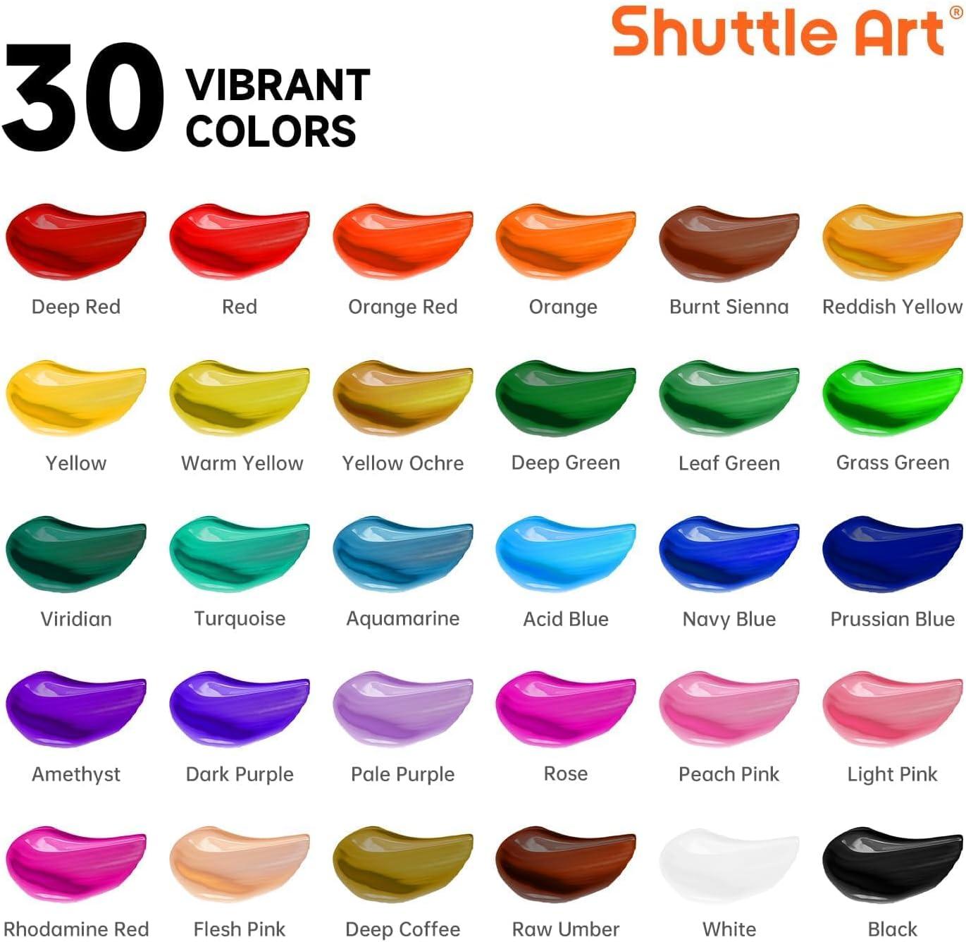 image:imageShuttle Art Acrylic Paint Set and Wood Slices Kit Bundle Set of 30 Colors Acrylic Paint with 3 paint brushes 70 PCS Wood Slices Kit