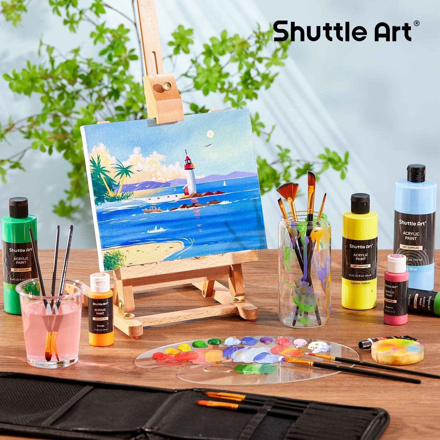 image:imageShuttle Art Acrylic Paint and Brush Set Bundle 12 Colors Acrylic Paint and 12 PCS Brush with Case
