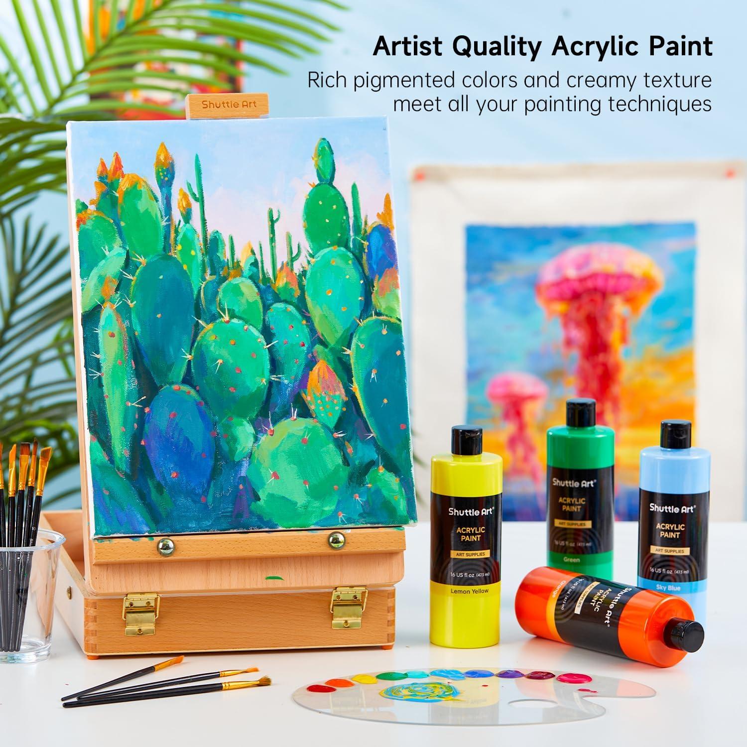 image:imageShuttle Art Acrylic Paint and Brush Set Bundle 12 Colors Acrylic Paint and 12 PCS Brush with Case