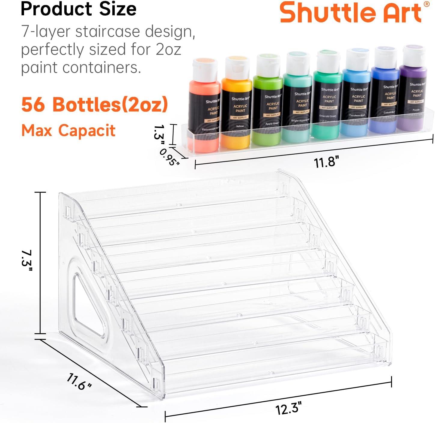 image:imageShuttle Art Acrylic Painting and Paint Organizer Bundle 50 Colors Acrylic Paint Set 2oz60ml and 7Layer Clear Storage Organizer