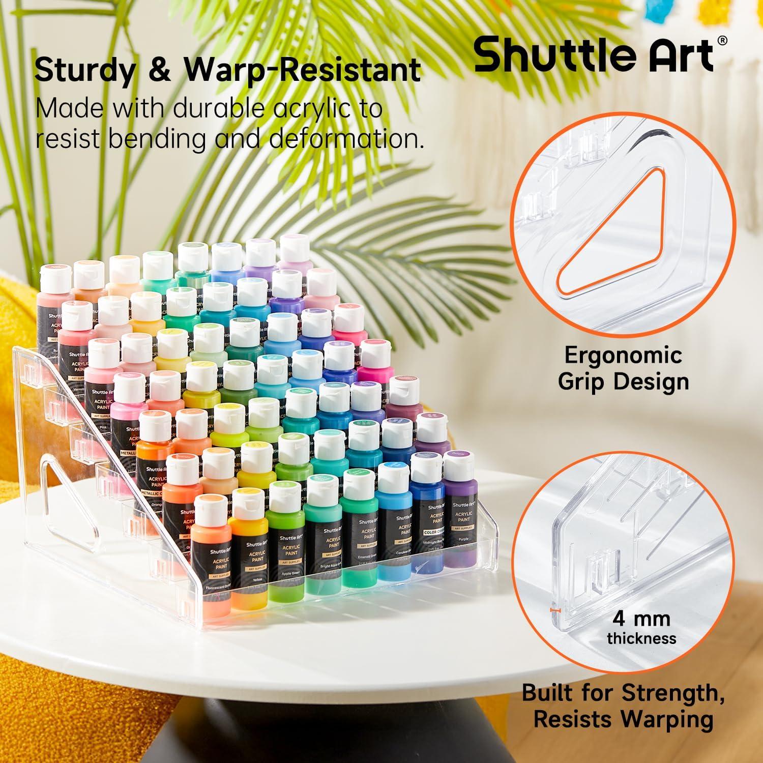 image:imageShuttle Art Acrylic Painting and Paint Organizer Bundle 50 Colors Acrylic Paint Set 2oz60ml and 7Layer Clear Storage Organizer