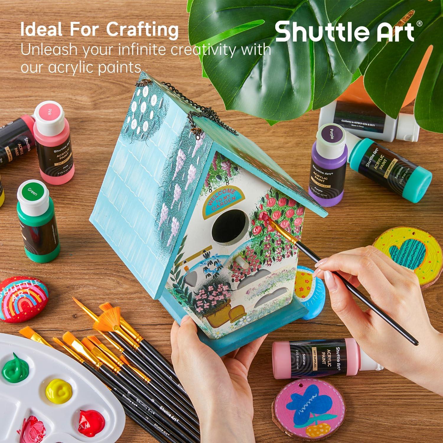 image:imageShuttle Art Acrylic Painting and Paint Organizer Bundle 50 Colors Acrylic Paint Set 2oz60ml and 7Layer Clear Storage Organizer