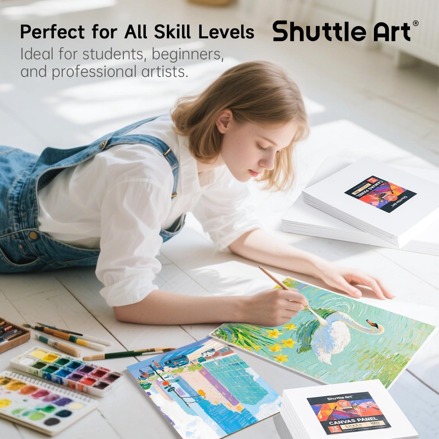 image:imageShuttle Art Canvas Panels and Acrylic Paint Bundle Art Painting Supplies Set for 18 Colors Acrylic Paint Bottles 240ml812oz amp 36 Pack Painting Canvas 5x7 8x10 9x12 11x14