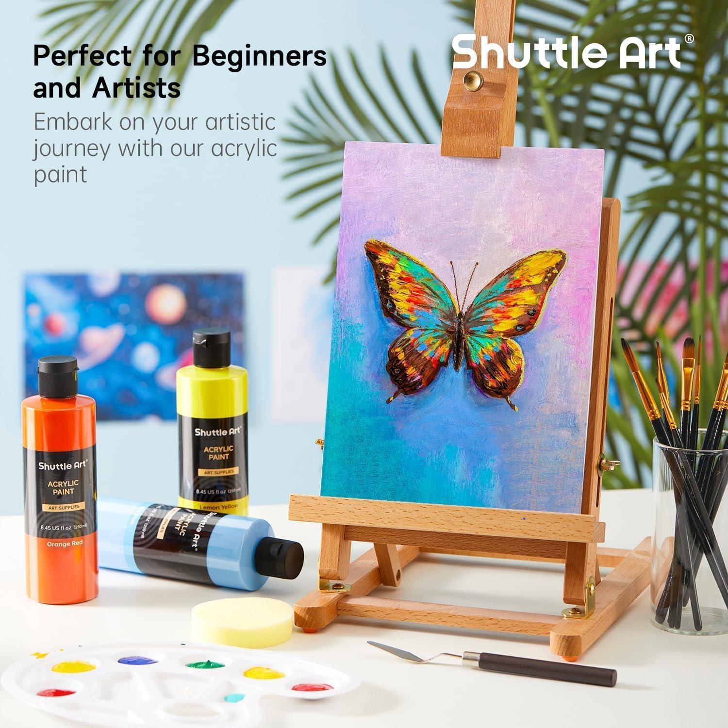 image:imageShuttle Art Canvas Panels and Acrylic Paint Bundle Art Painting Supplies Set for 18 Colors Acrylic Paint Bottles 240ml812oz amp 36 Pack Painting Canvas 5x7 8x10 9x12 11x14