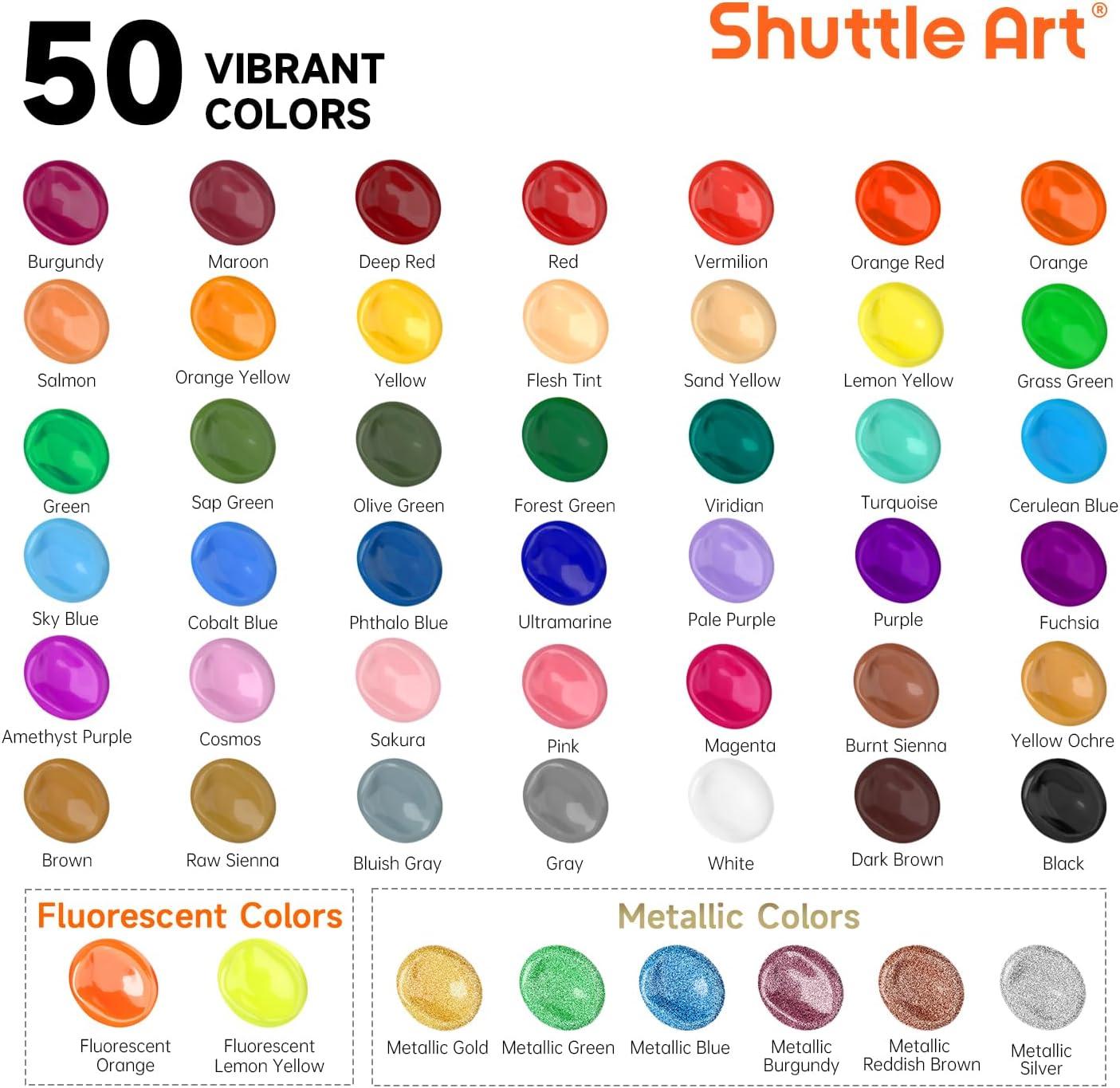image:imageShuttle Art Canvases and Acrylic Paint Bundle Art Painting Supplies Set for 50 Colors Acrylic Paint Bottles 60ml2oz amp 34 Pack Painting Canvas 5x7 8x10 9x12 11x14