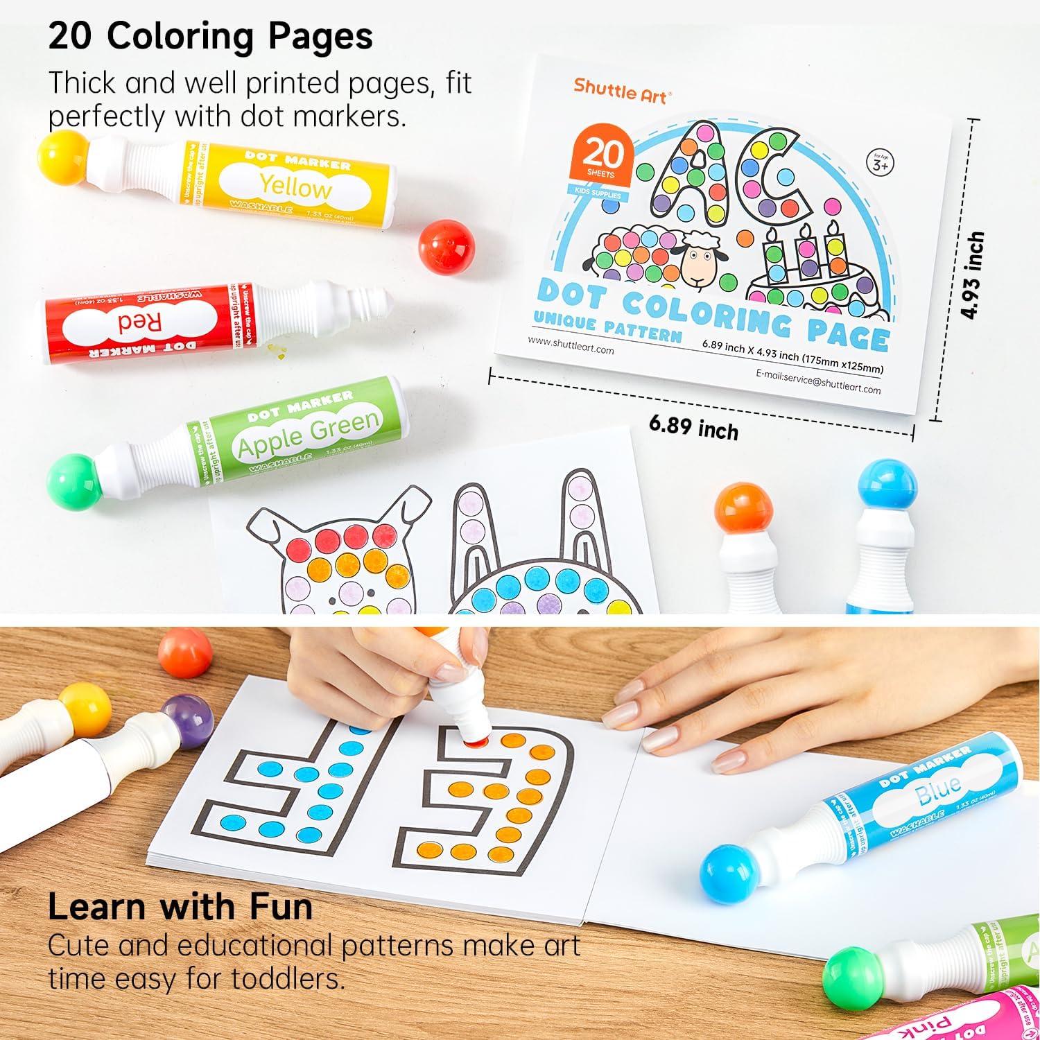 image:imageShuttle Art Dot Markers 14 Colors Bingo Daubers with 135 Unique Patterns Tempera Paint Sticks 30 Colors Solid Tempera Paint for Kids with 1 Drawing Pad