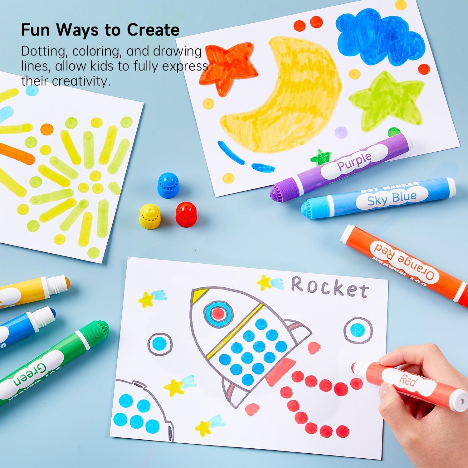 image:imageShuttle Art Dot Markers Bundle 20 Colors Washable Dot Markers 20 Pastel Colors Solid Tempera Paint Sticks