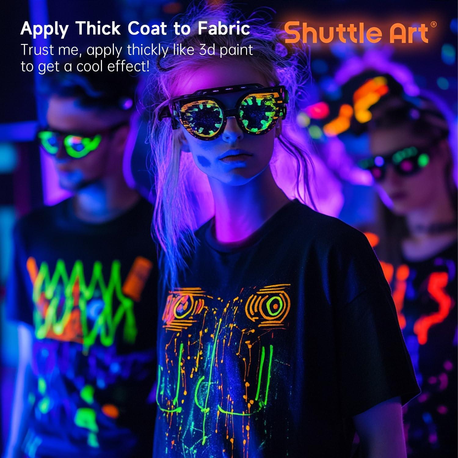 image:imageShuttle Art Fabric Paint and Acrylic Paint Bundle 18 Rrgular Colors Fabric Paint and 12 Glow in The Dark Acrylic Paint in Bottle 60ml2oz for Artists