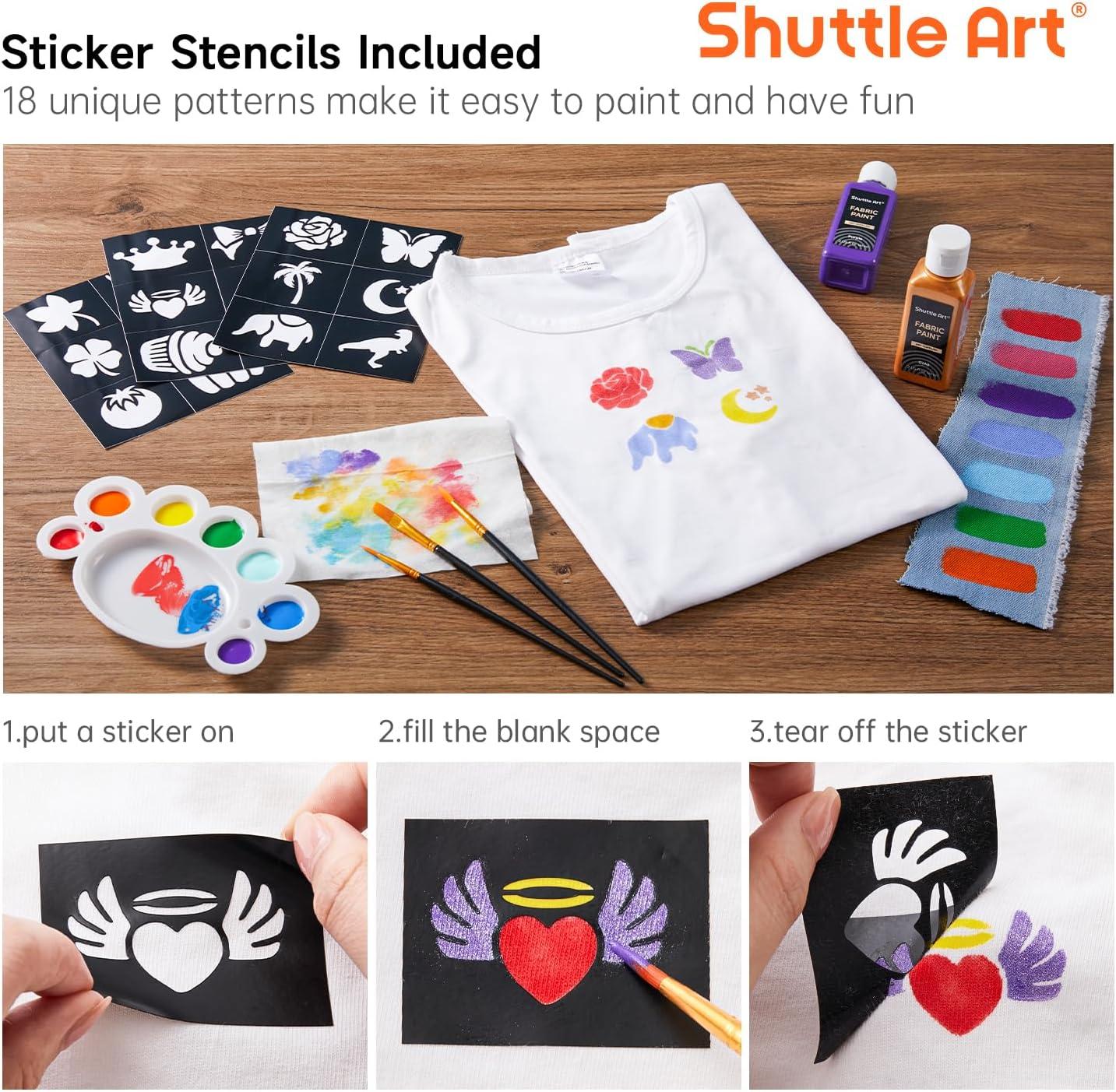 image:imageShuttle Art Fabric Paint and Acrylic Paint Bundle 18 Rrgular Colors Fabric Paint and 12 Glow in The Dark Acrylic Paint in Bottle 60ml2oz for Artists