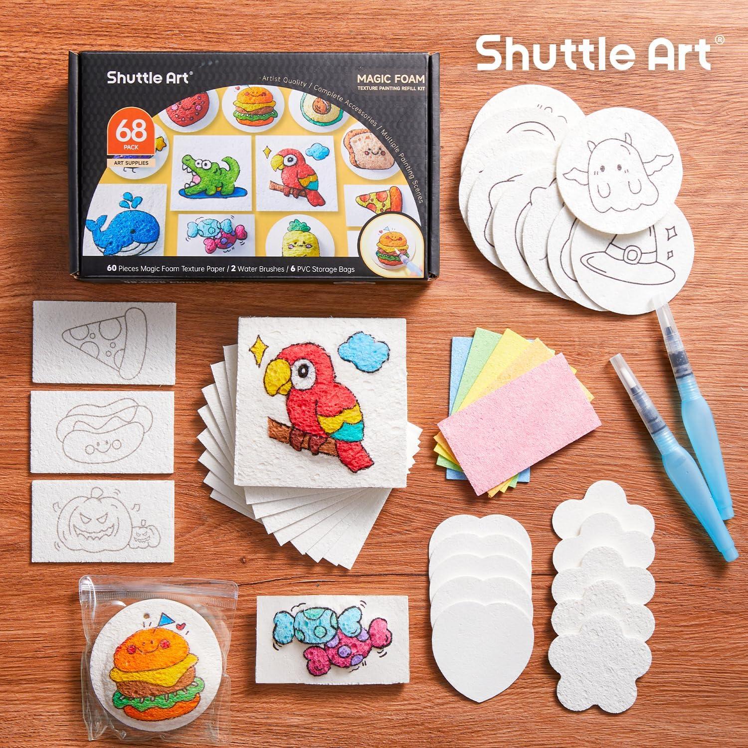 image:imageShuttle Art Magic Foam Texture Painting Set for 68pcs  25 Colors Dual Tip Acrylic Paint Markers Magical 3D Effect Texture Painting Kit